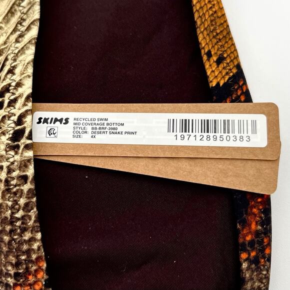 NWT SKIMS Swim Bottom Womens 4X Desert Snake Print Recycled Rare BB-BRF-3980 NEW - Picture 3 of 7